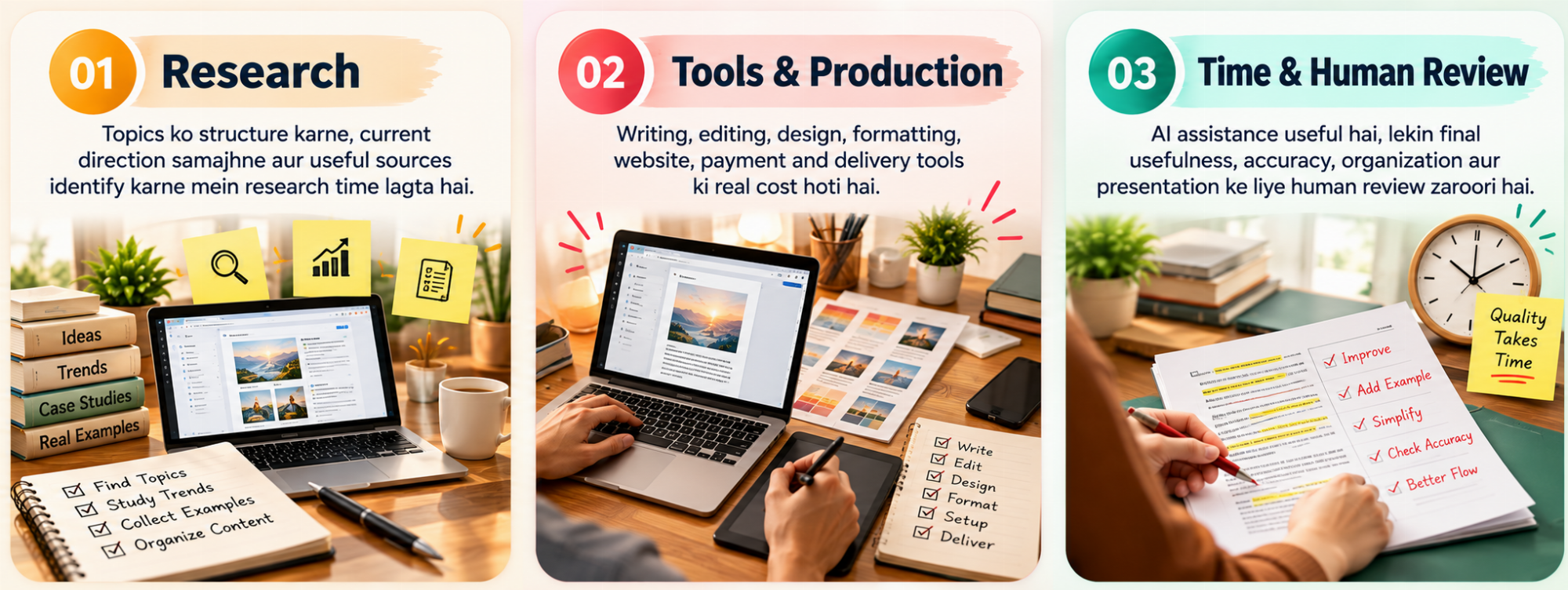 Research, Tools and Production, and Time and Human Review behind ASTHAKUR digital products