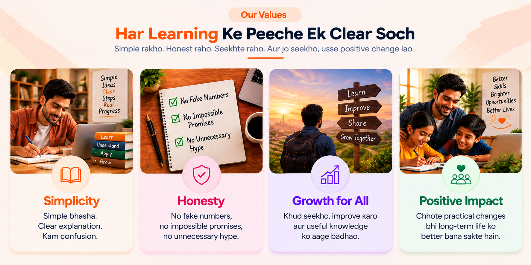 ASTHAKUR Our Values: Simplicity, Honesty, Growth for All and Positive Impact