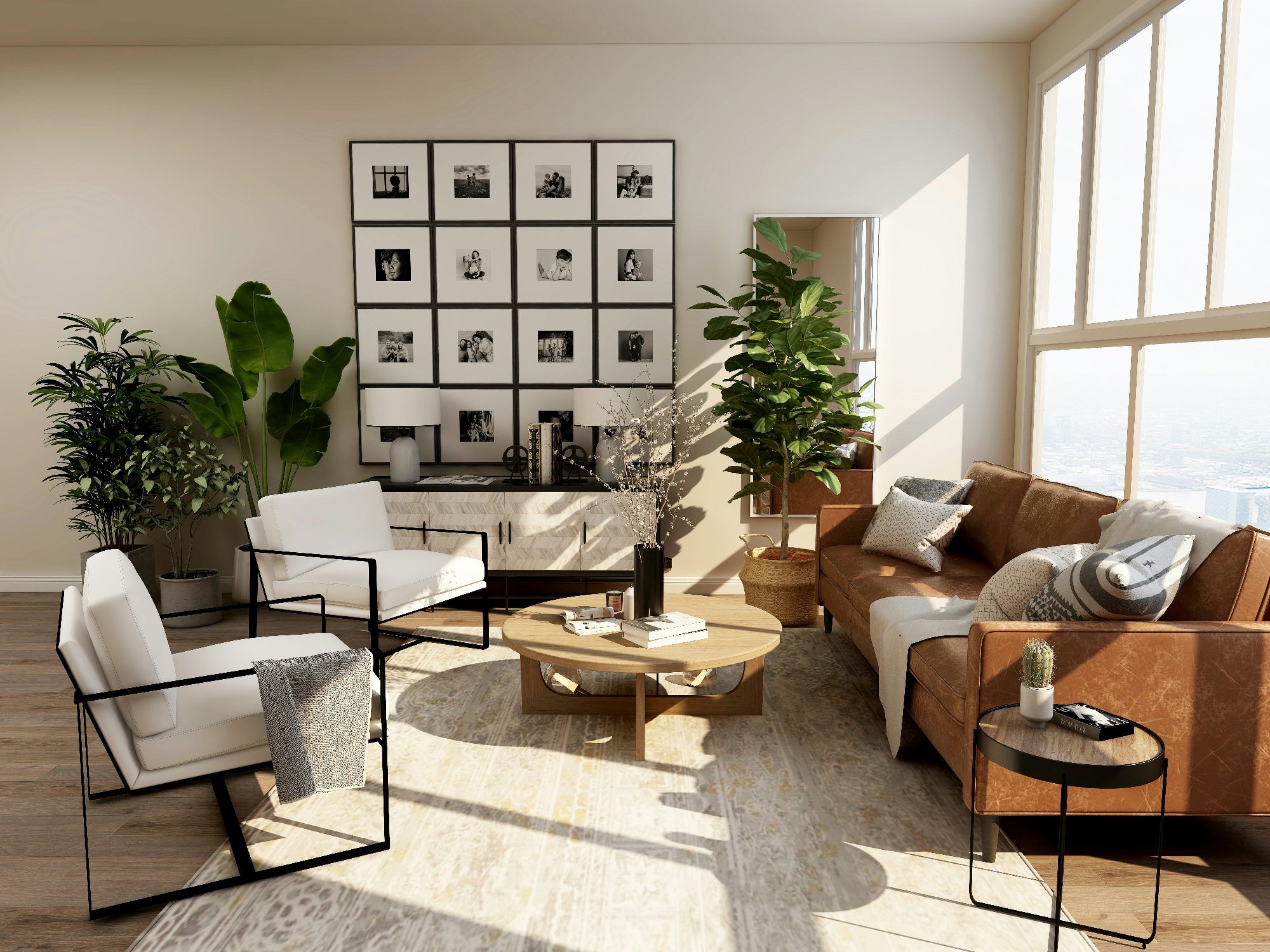Bright, modern London living room interior after renovation