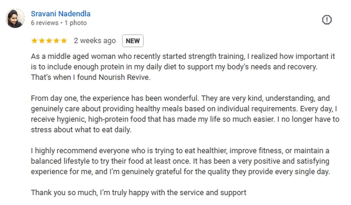 Authentic Google review screenshot from Nourish & Revive