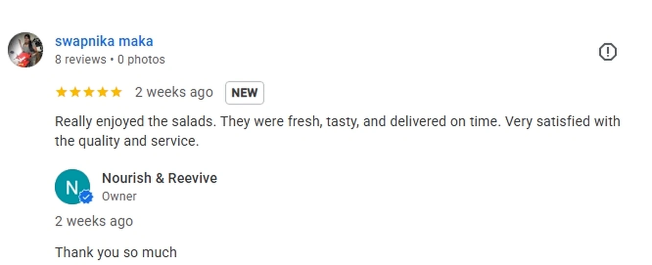 Authentic Google review screenshot from Nourish & Revive