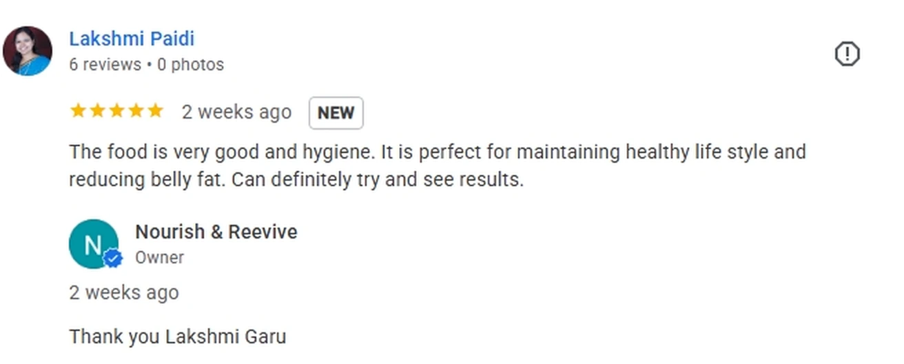 Authentic Google review screenshot from Nourish & Revive