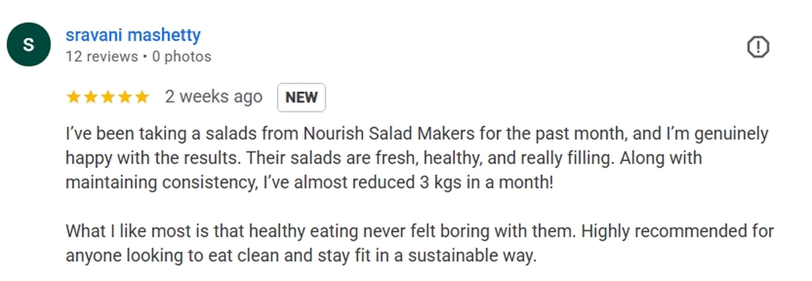 Authentic Google review screenshot from Nourish & Revive