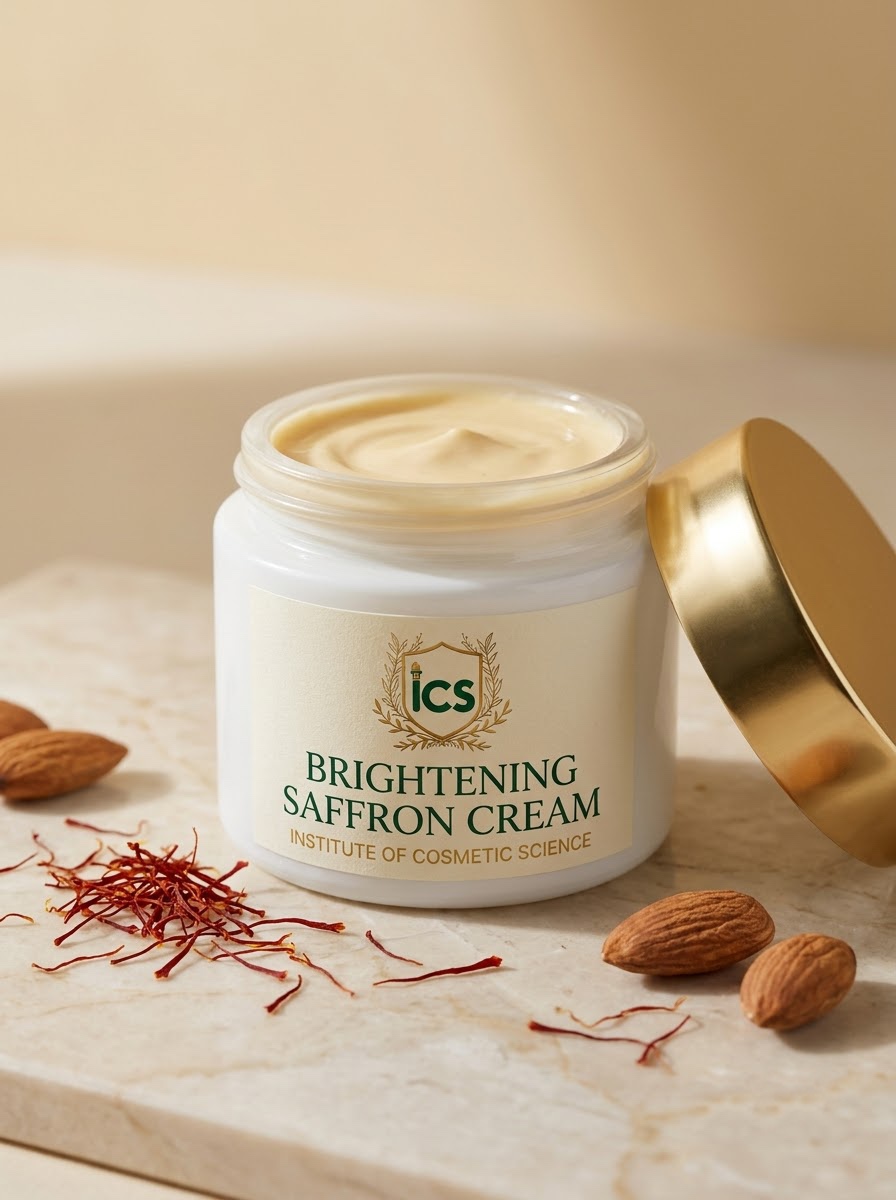 Brightening Saffron Cream made in the Diploma in Skincare Formulation