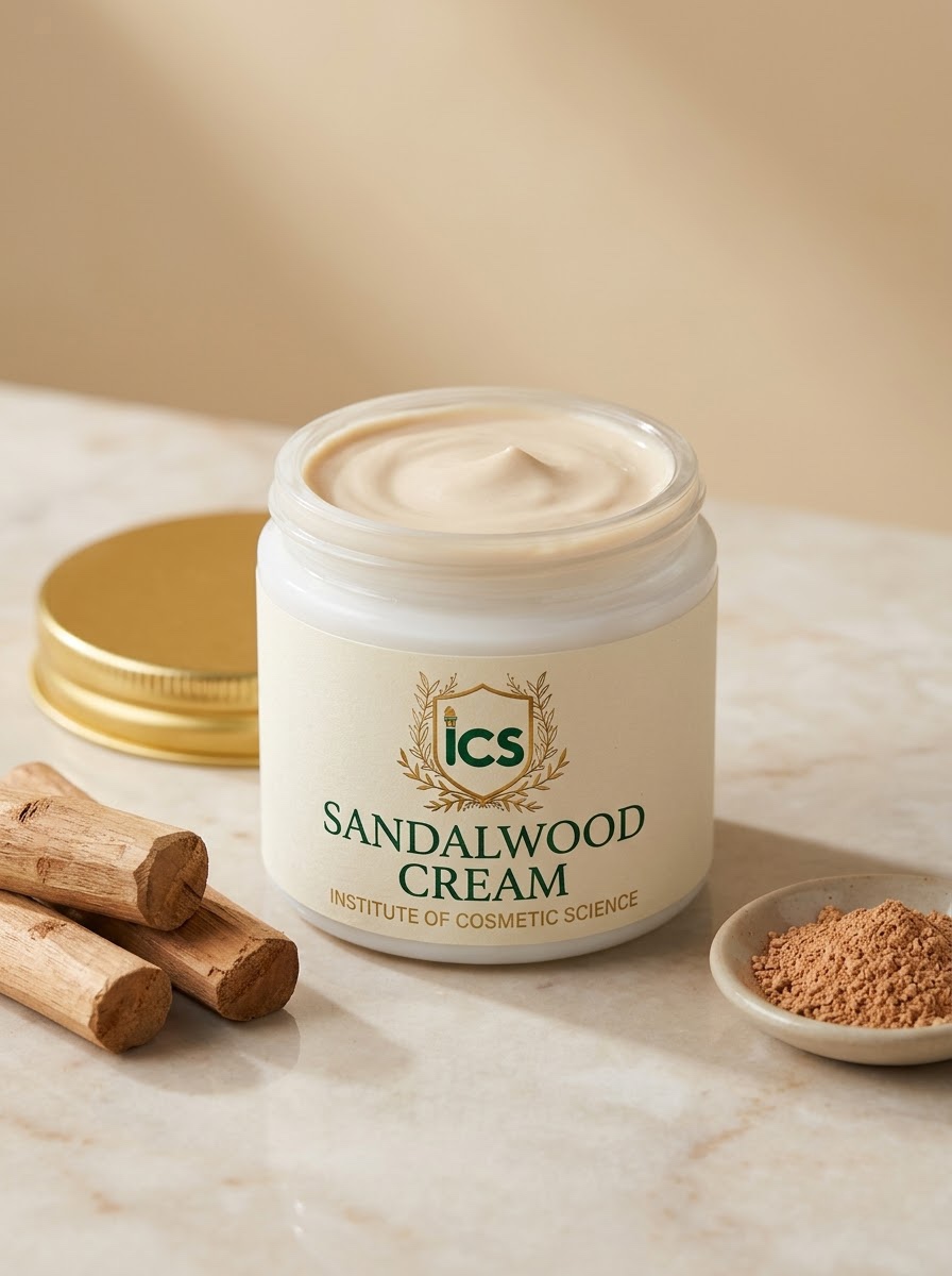 Sandalwood Cream made in the Diploma in Skincare Formulation