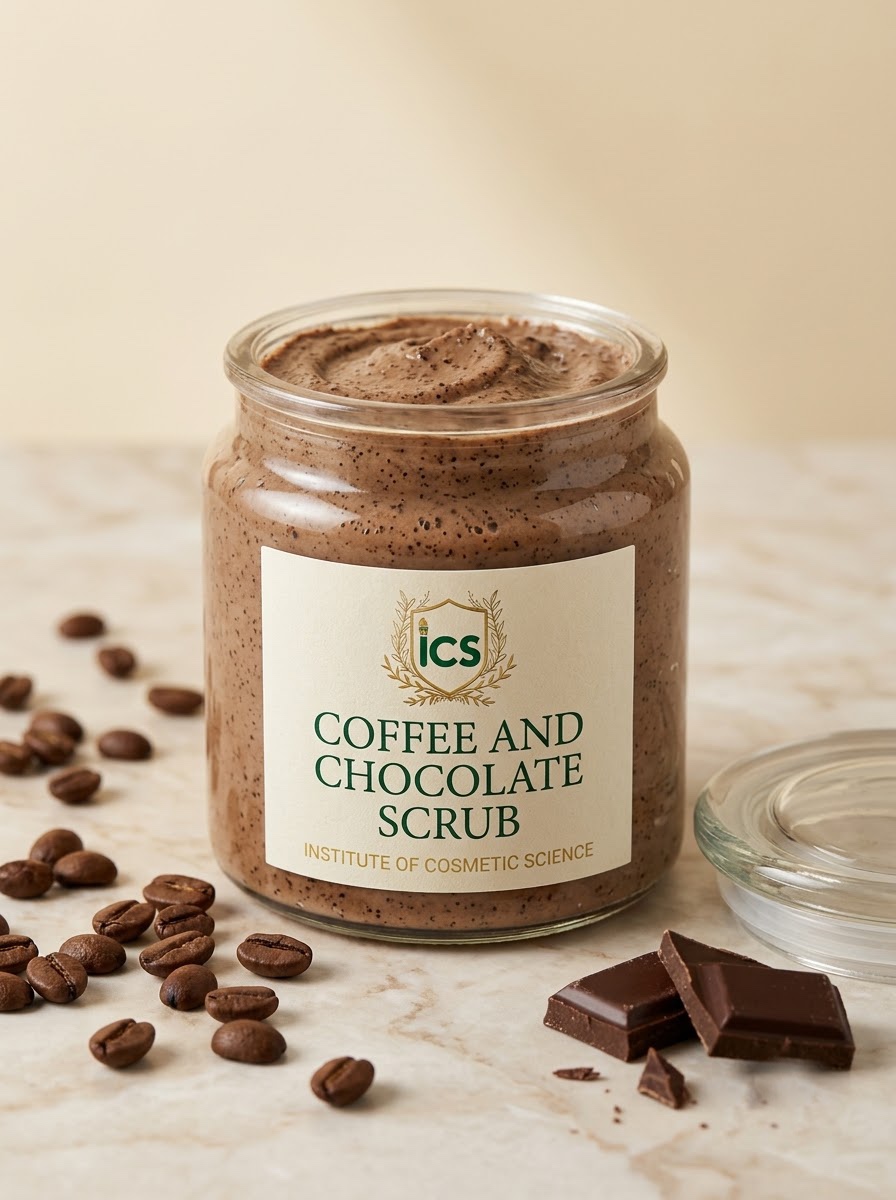 Coffee and Chocolate Scrub made in the Diploma in Skincare Formulation