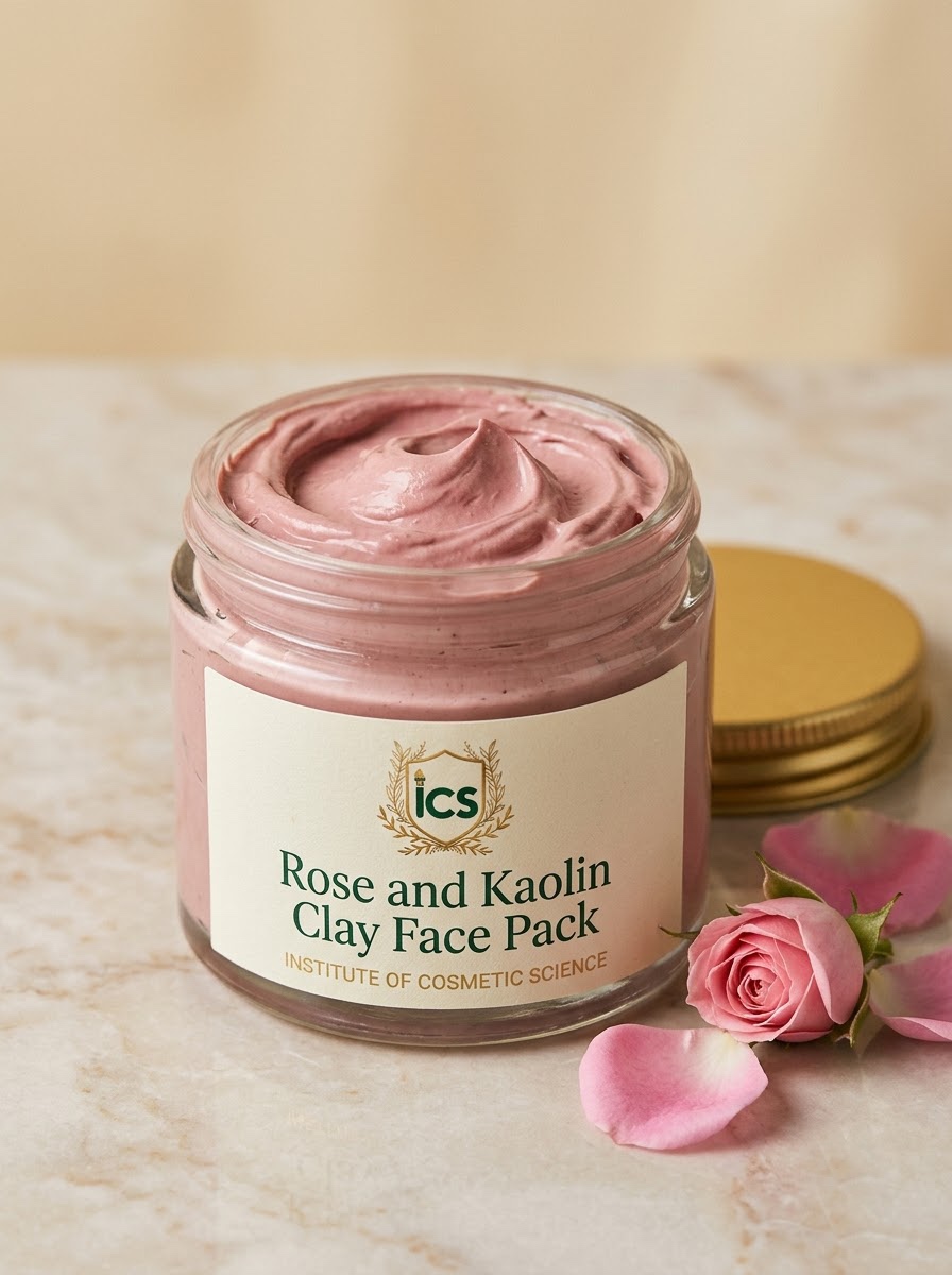 Rose and Kaolin Clay Face Pack made in the Diploma in Skincare Formulation