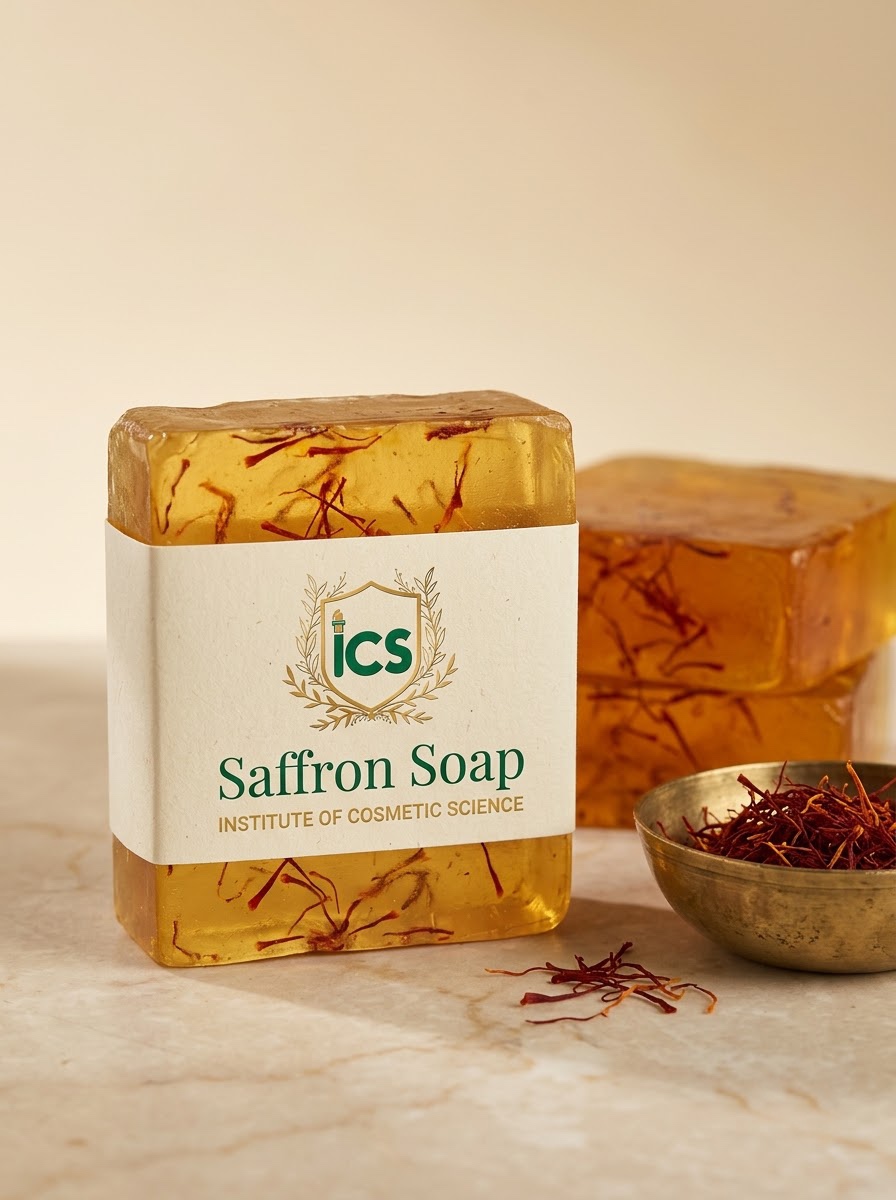 Saffron Soap made in the Diploma in Skincare Formulation