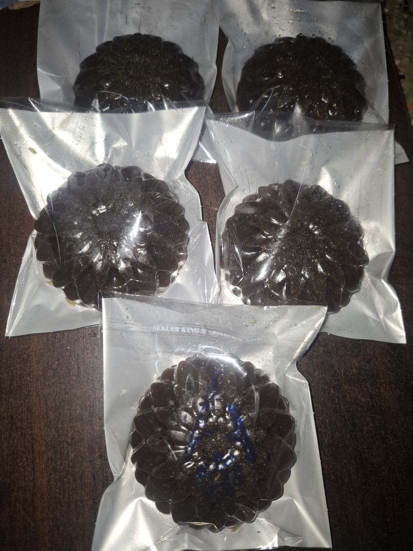 Packed charcoal soaps made by a student