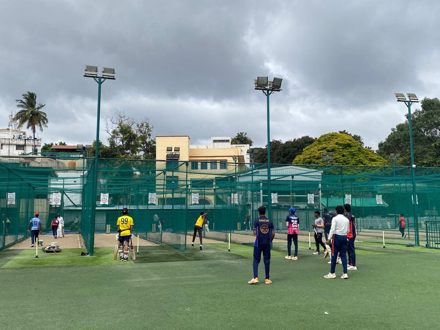 Players training in the nets at KIOC Bangalore