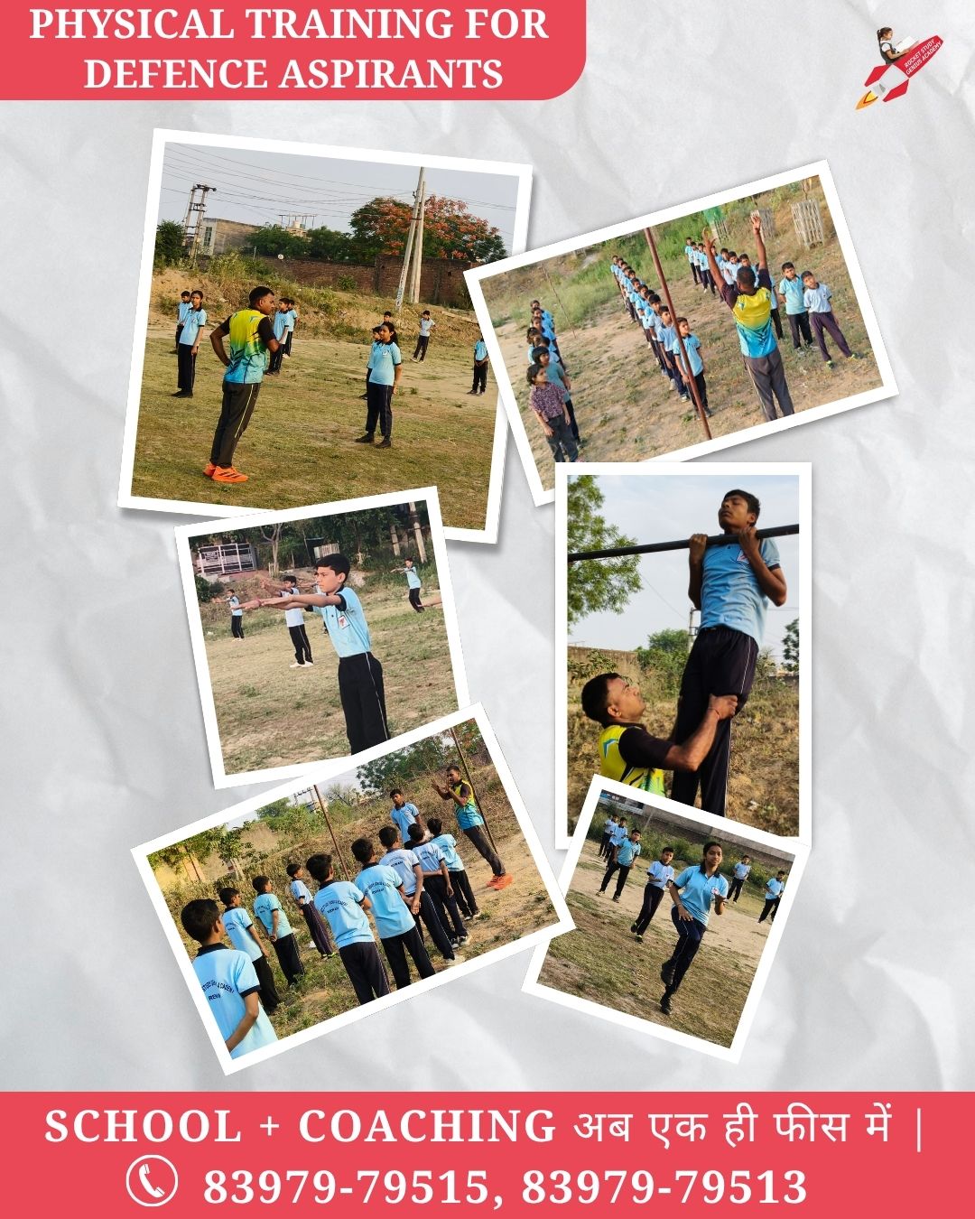 Rocket Study students receiving physical training for defence school preparation