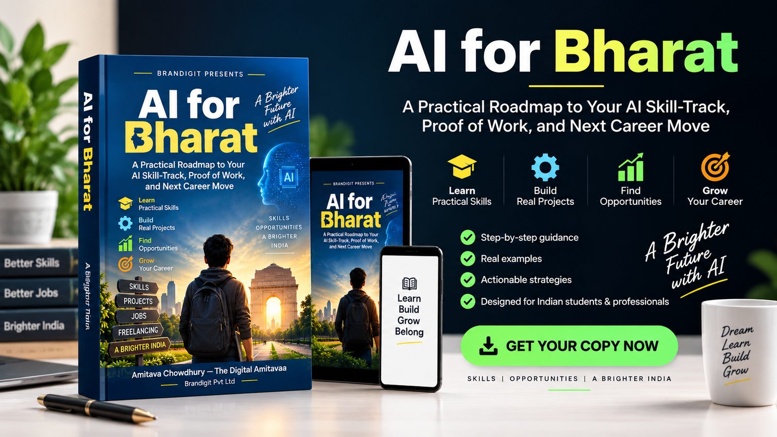 AI for Bharat by Amitava Chowdhury: a practical roadmap to your AI skill-track, proof of work and next career move, available as a PDF eBook you can read on your phone, tablet or laptop