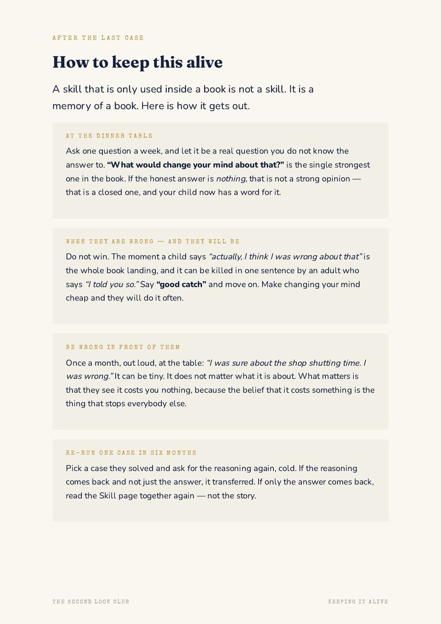 The page at the back on keeping the habit alive after the book is finished