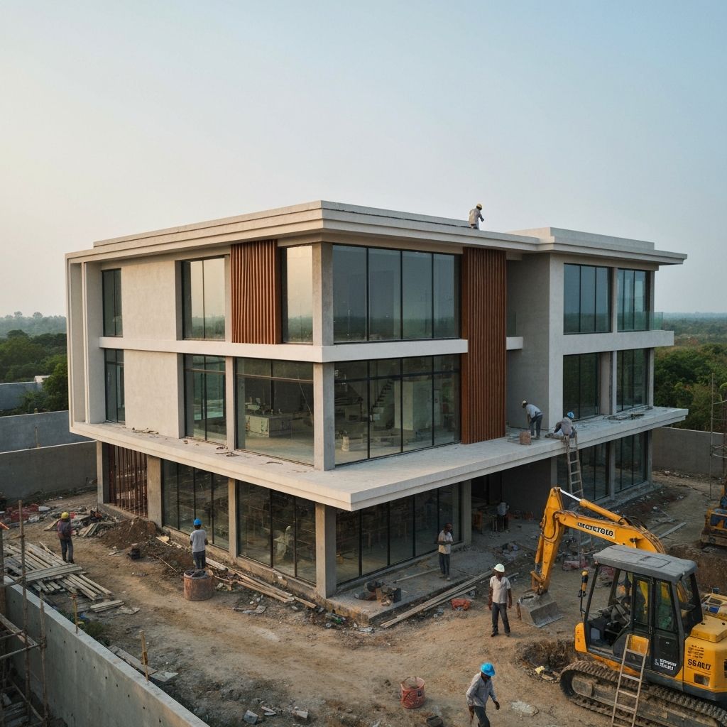 Modern luxury home under construction