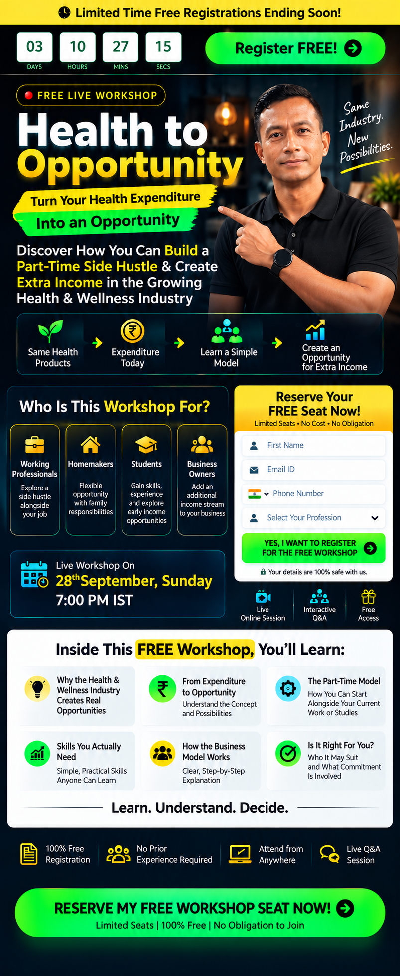 Health to Opportunity free workshop promotional visual