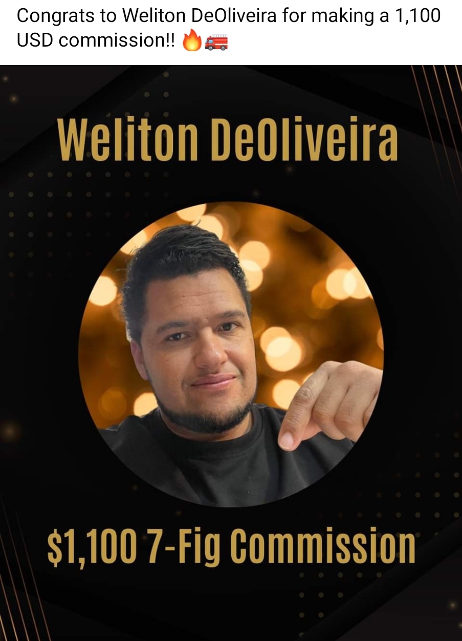 Verified $1,100 affiliate commission attributed to Weliton DeOliveira