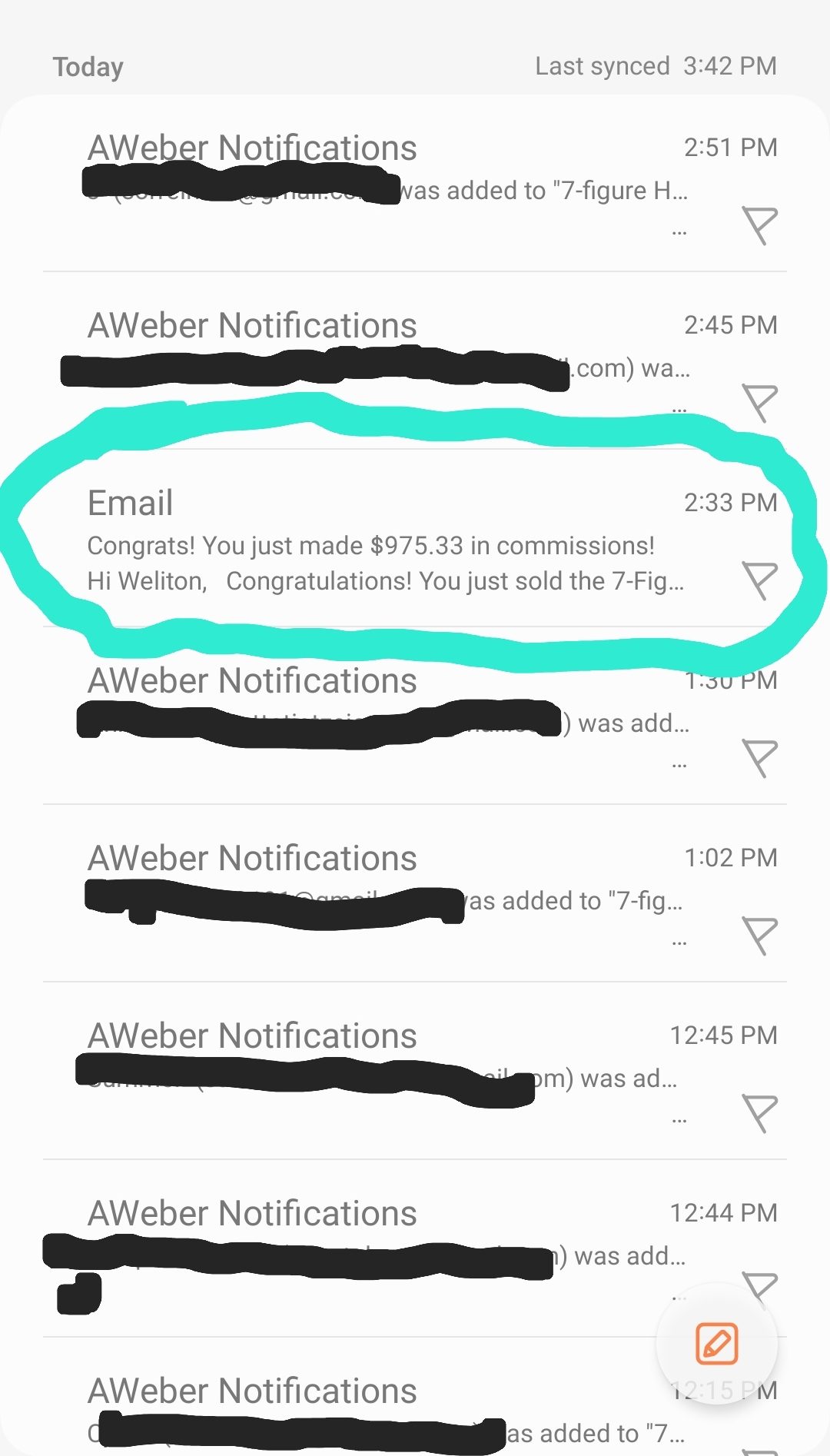 Affiliate commission notification showing $975.38