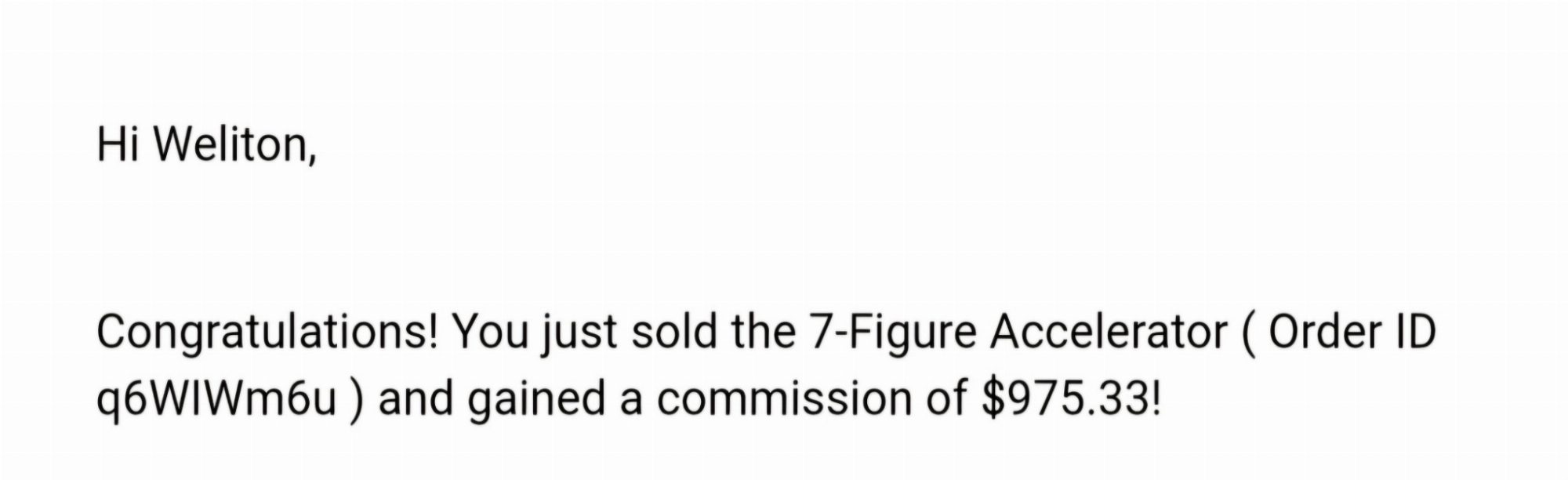 Email showing a $975.33 affiliate commission