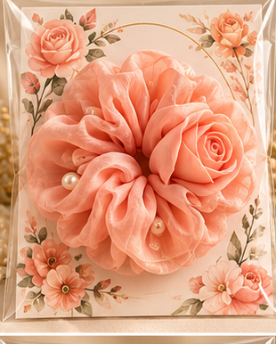 Peach Petals peach scrunchie packaging