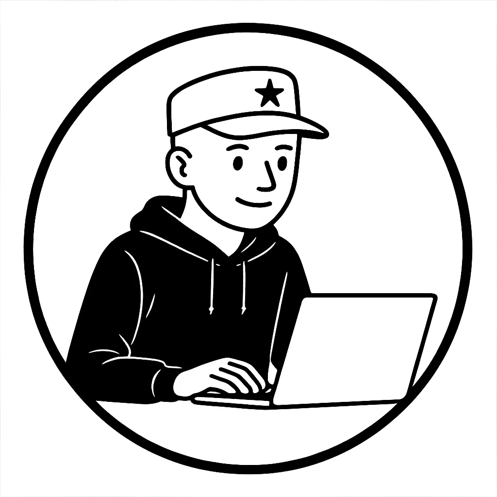 Line-art portrait of Nick Quick