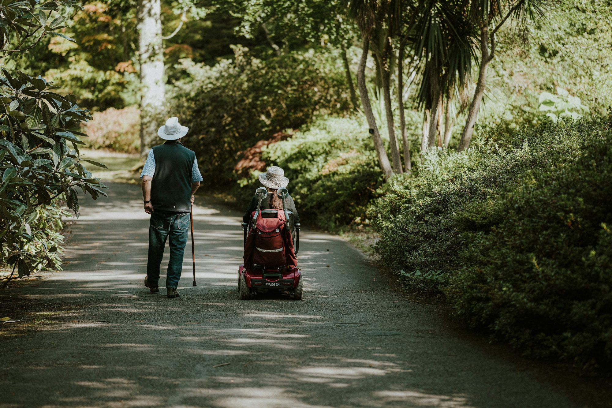 Older couple walking a quiet country road