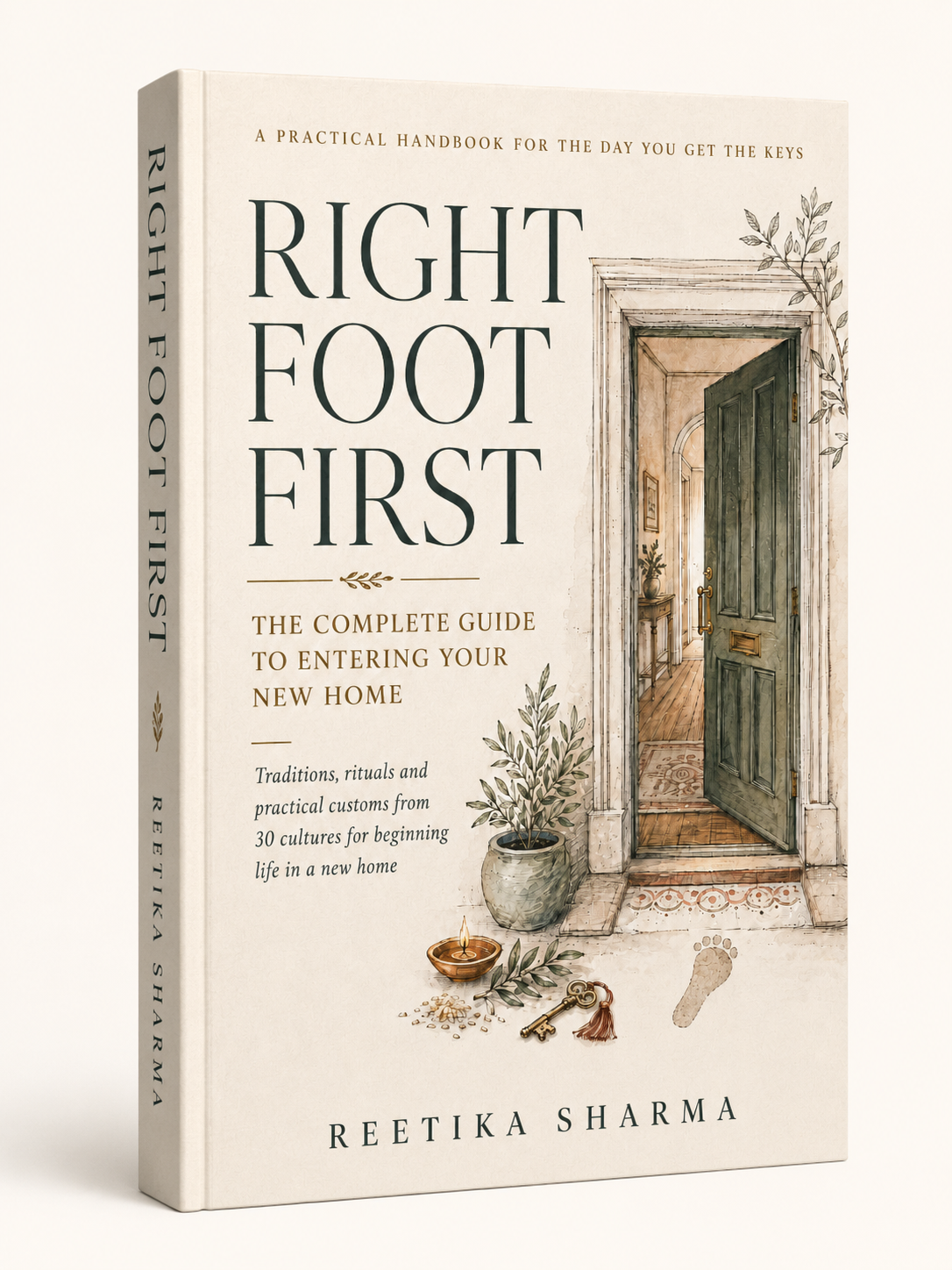 Right Foot First book cover by Reetika Sharma — the doorway and diya motif