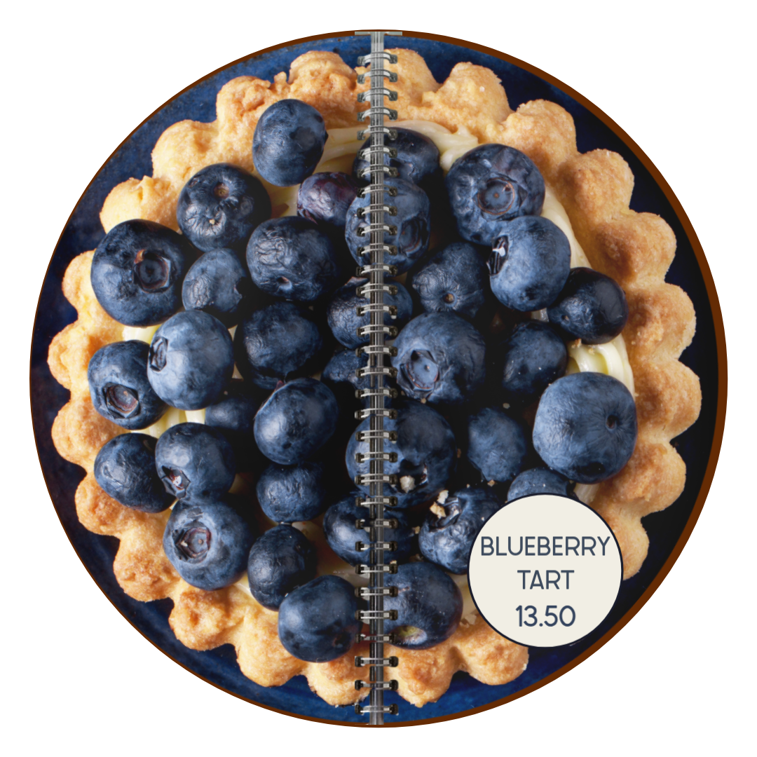 Blueberry tart circular menu design