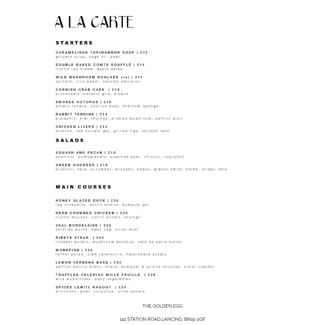 Traditional rectangular restaurant menu