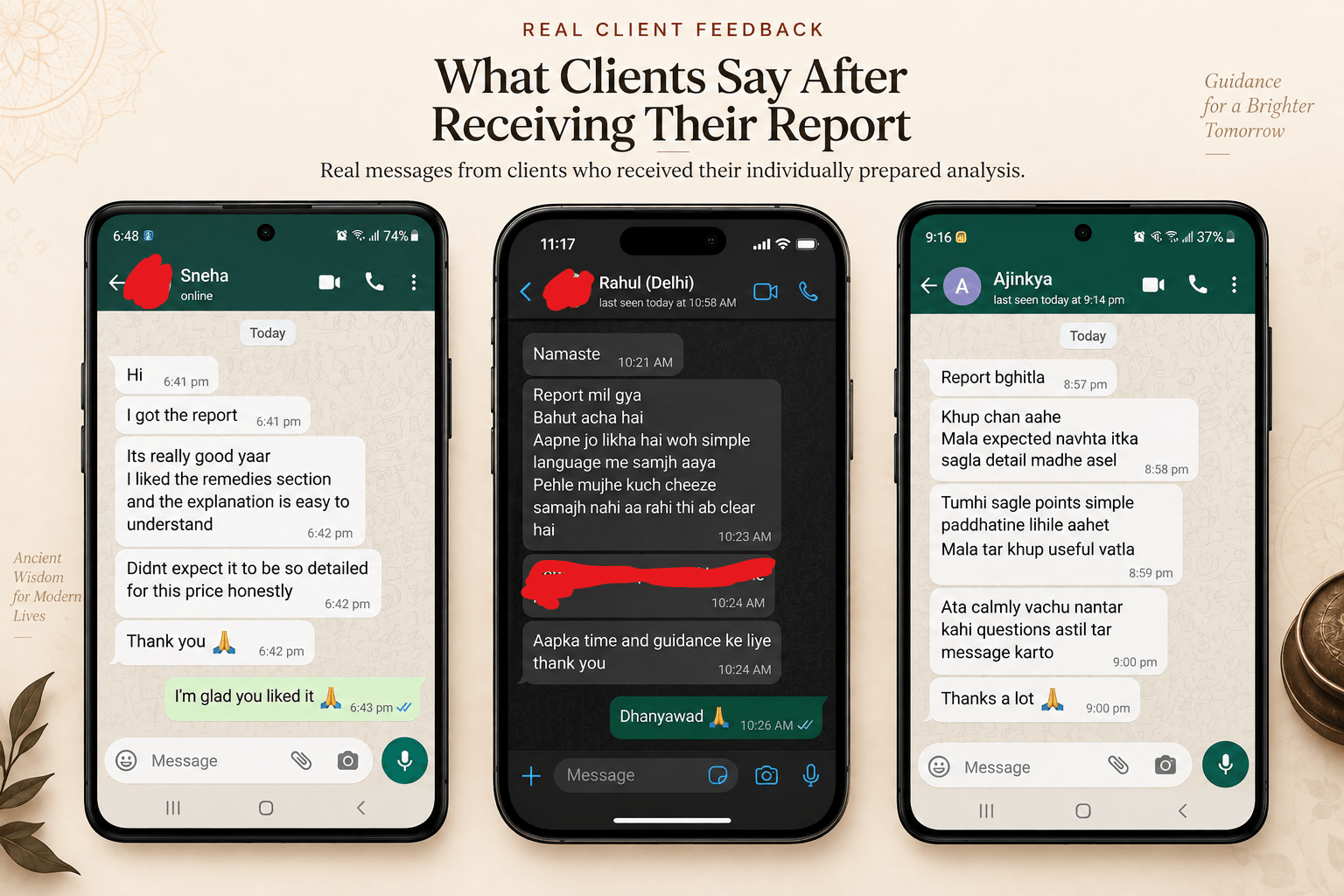 What clients say after receiving their marriage timing report — real client feedback