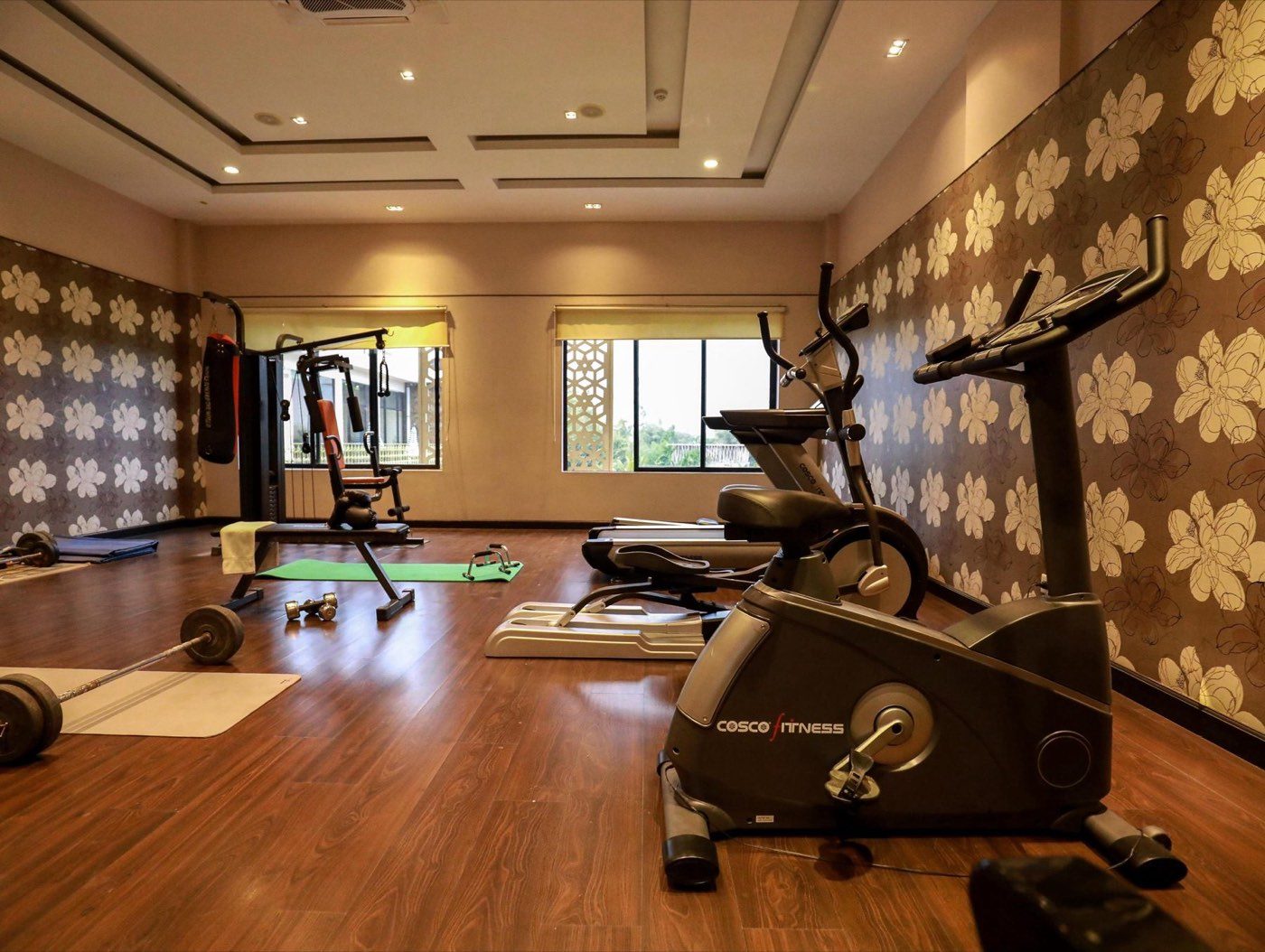 A bright fitness studio