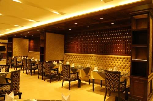 A warmly lit interior