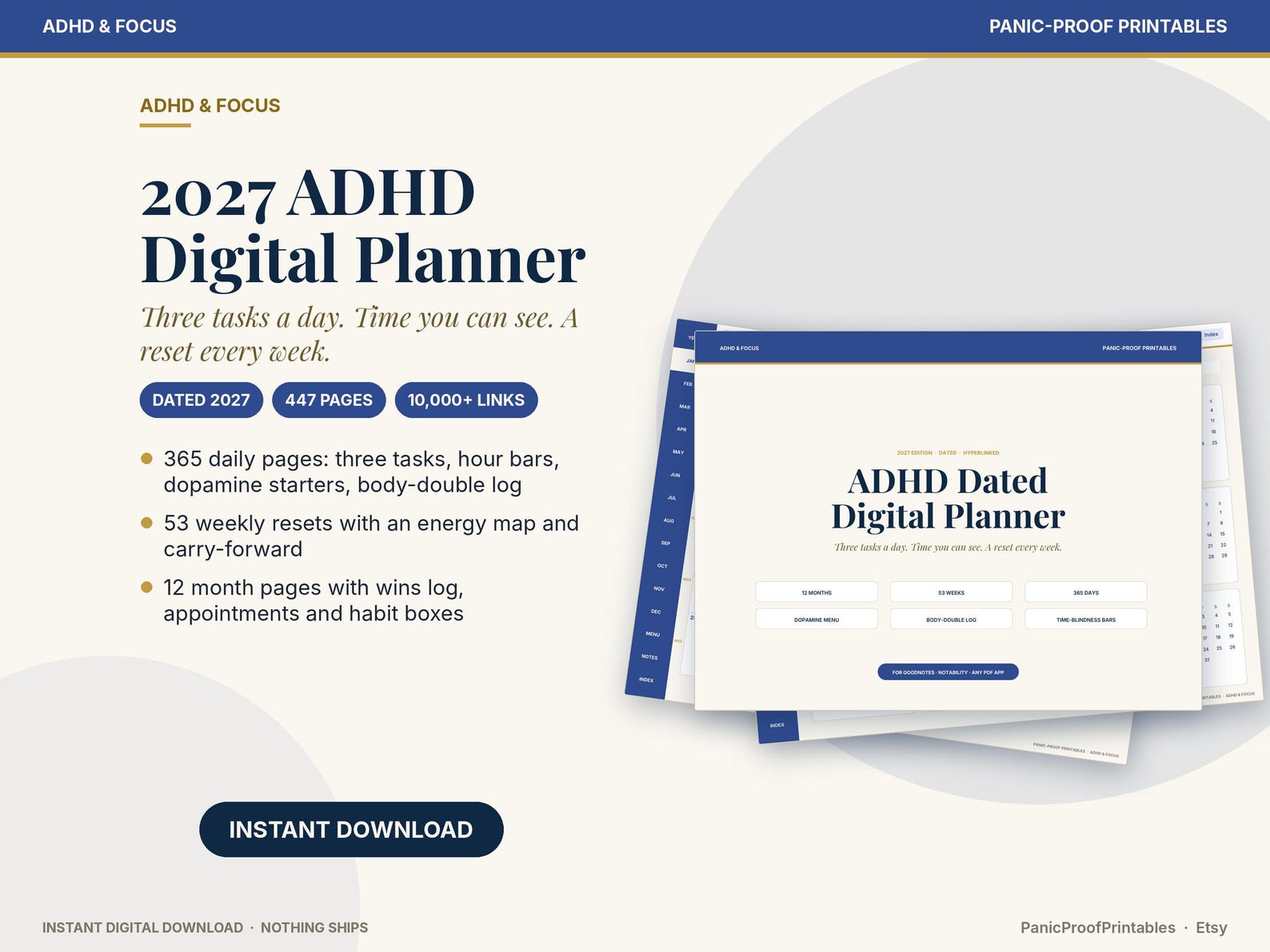 2027 ADHD Digital Planner cover