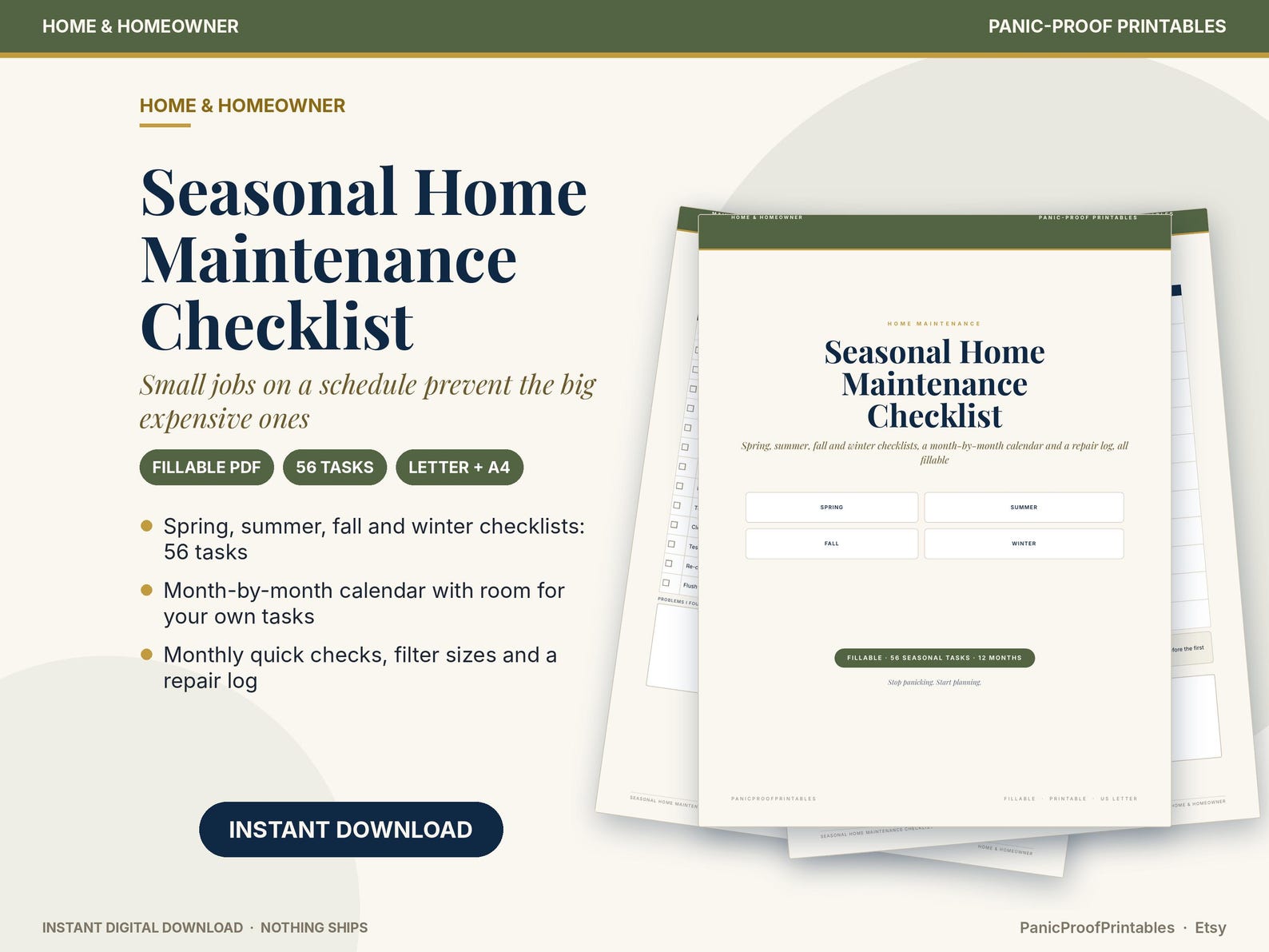 Seasonal Home Maintenance Checklist cover
