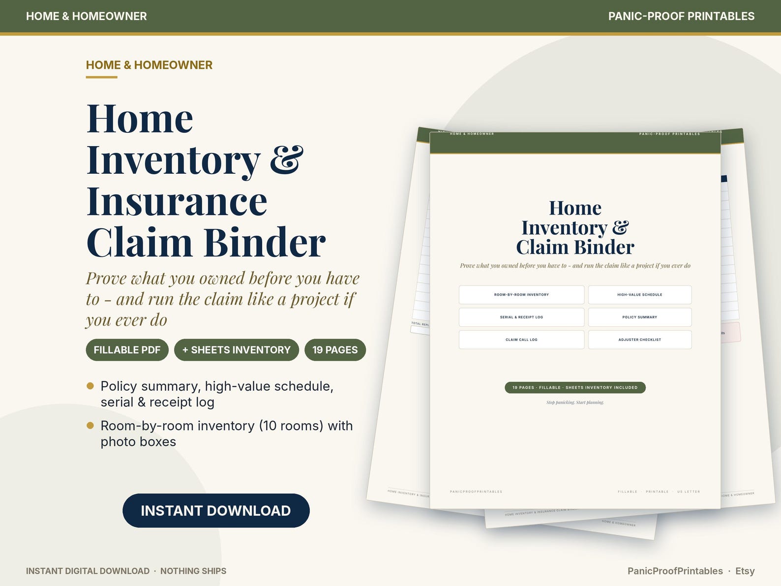 Home Inventory & Insurance Claim Binder cover