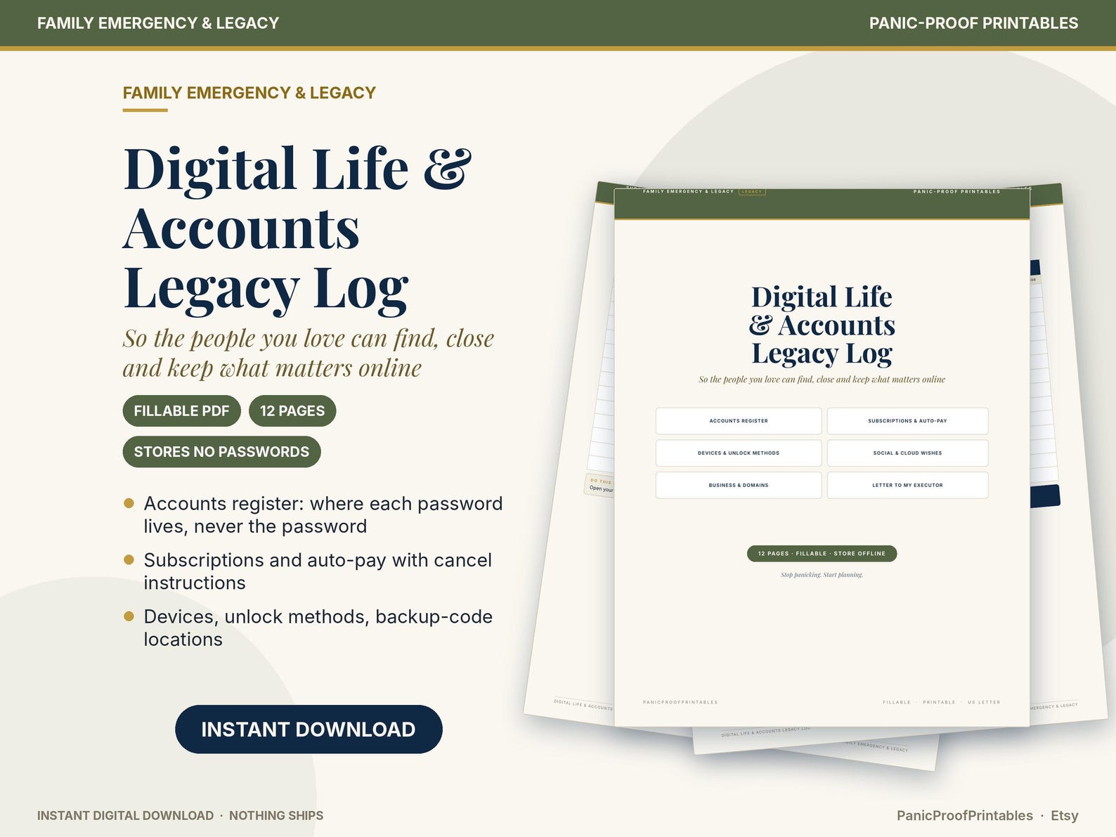 Digital Life & Accounts Legacy Log cover