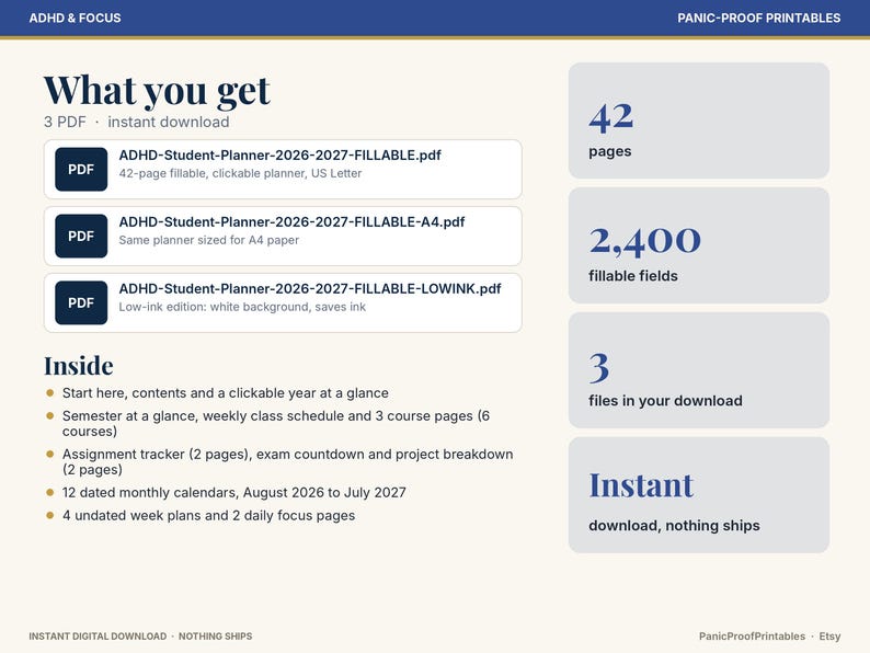 2026-2027 ADHD Student Planner page 2