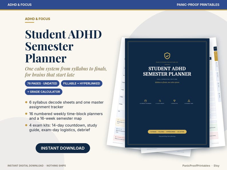 ADHD Student Planners collection cover: ADHD Student Semester Planner