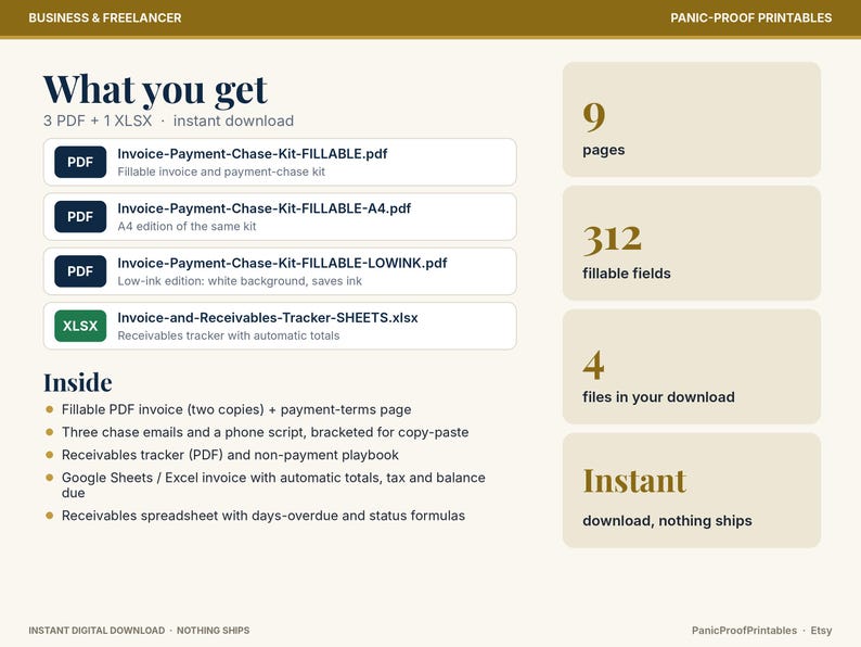 Freelance Invoice & Payment-Chase Kit page 2