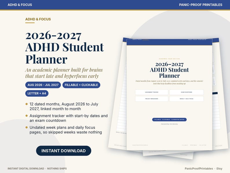 2026-2027 ADHD Student Planner