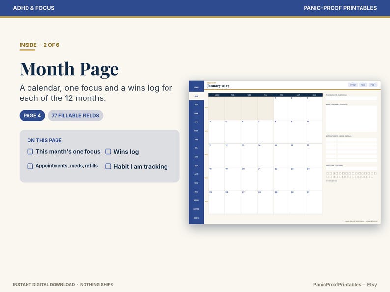 2027 ADHD Digital Planner page 6