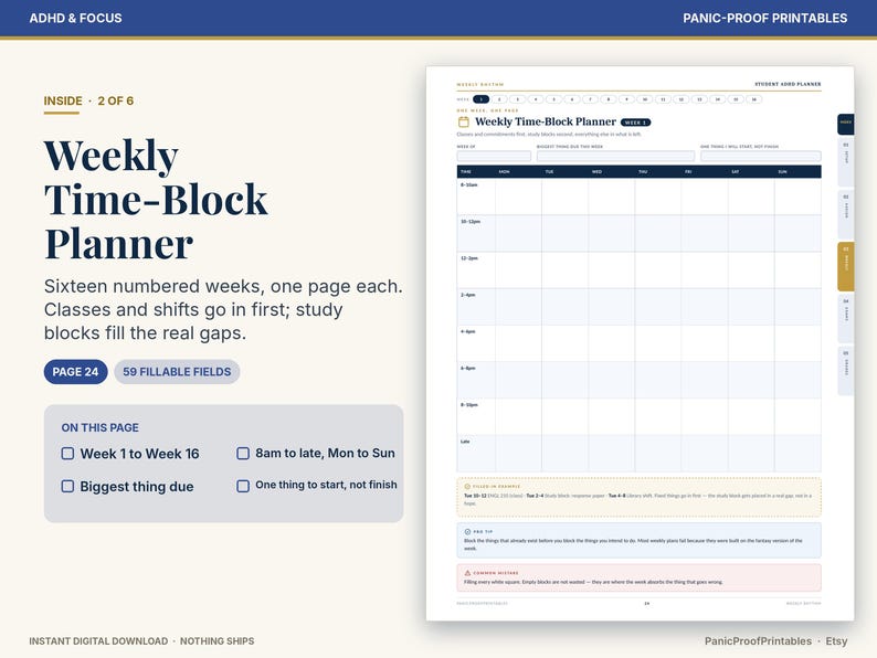 ADHD Student Semester Planner page 6