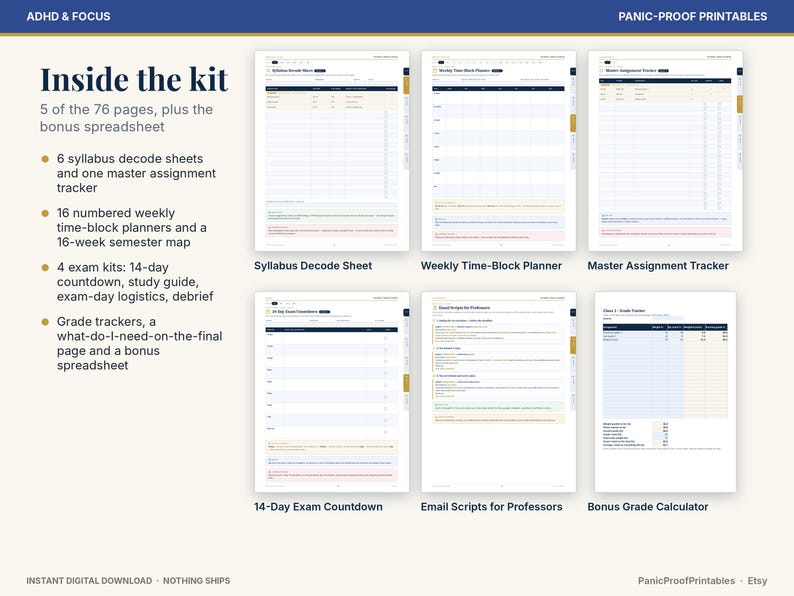 ADHD Student Semester Planner page 4