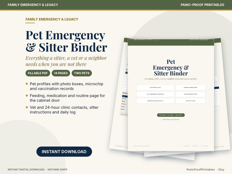 Pet Sitter & Emergency Binder