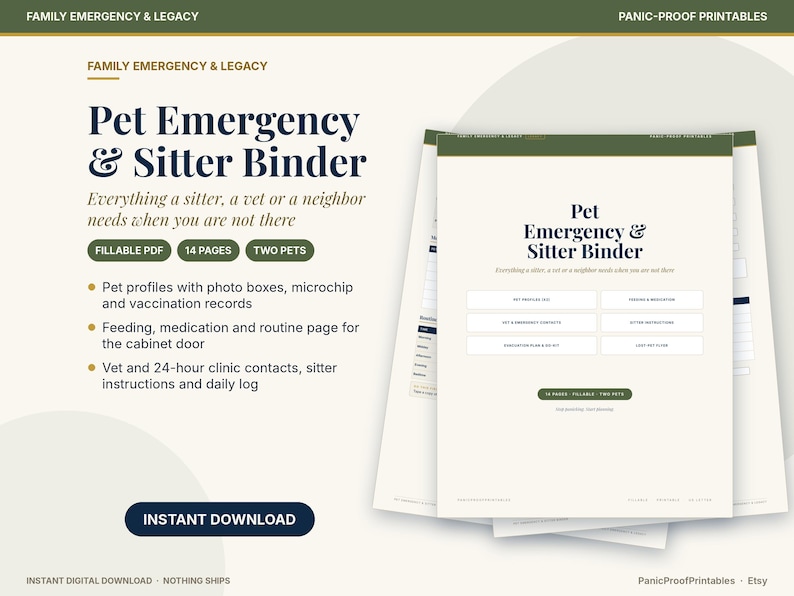Pet Sitter & Emergency Binder