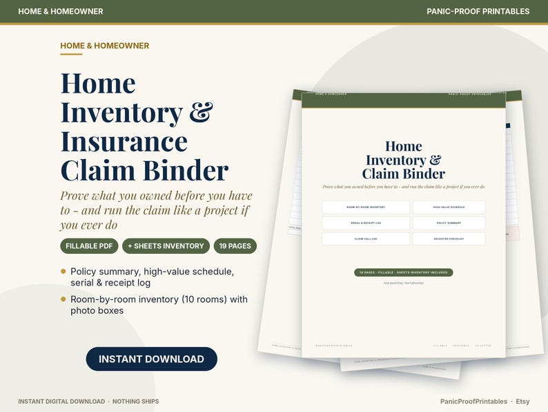 Home Inventory & Insurance Claim Binder
