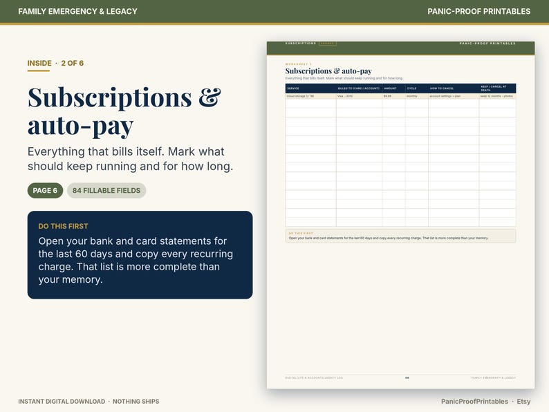 Digital Life & Accounts Legacy Log page 6