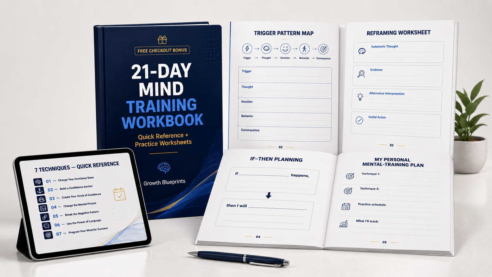 21-Day Mind Training Workbook and practice worksheets preview