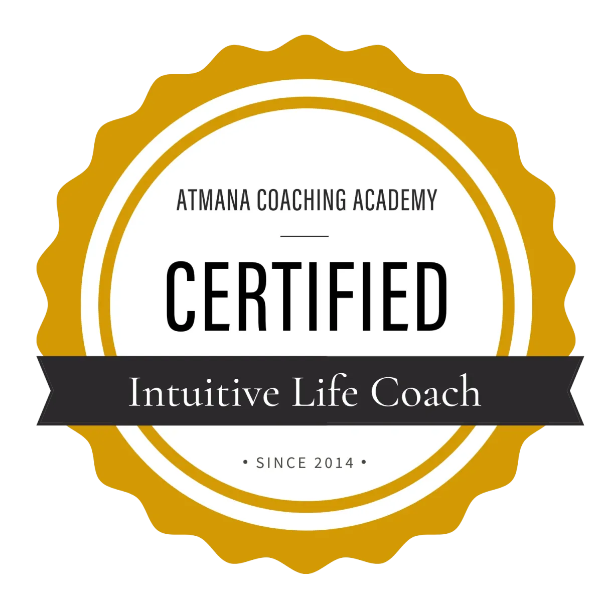 Certified Intuitive Life Coach badge from Atmana Coaching Academy