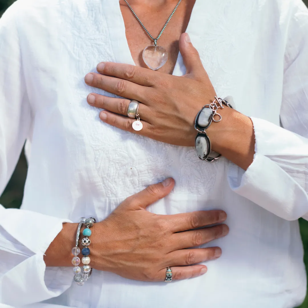 Crystal quartz and bracelets representing energy alignment