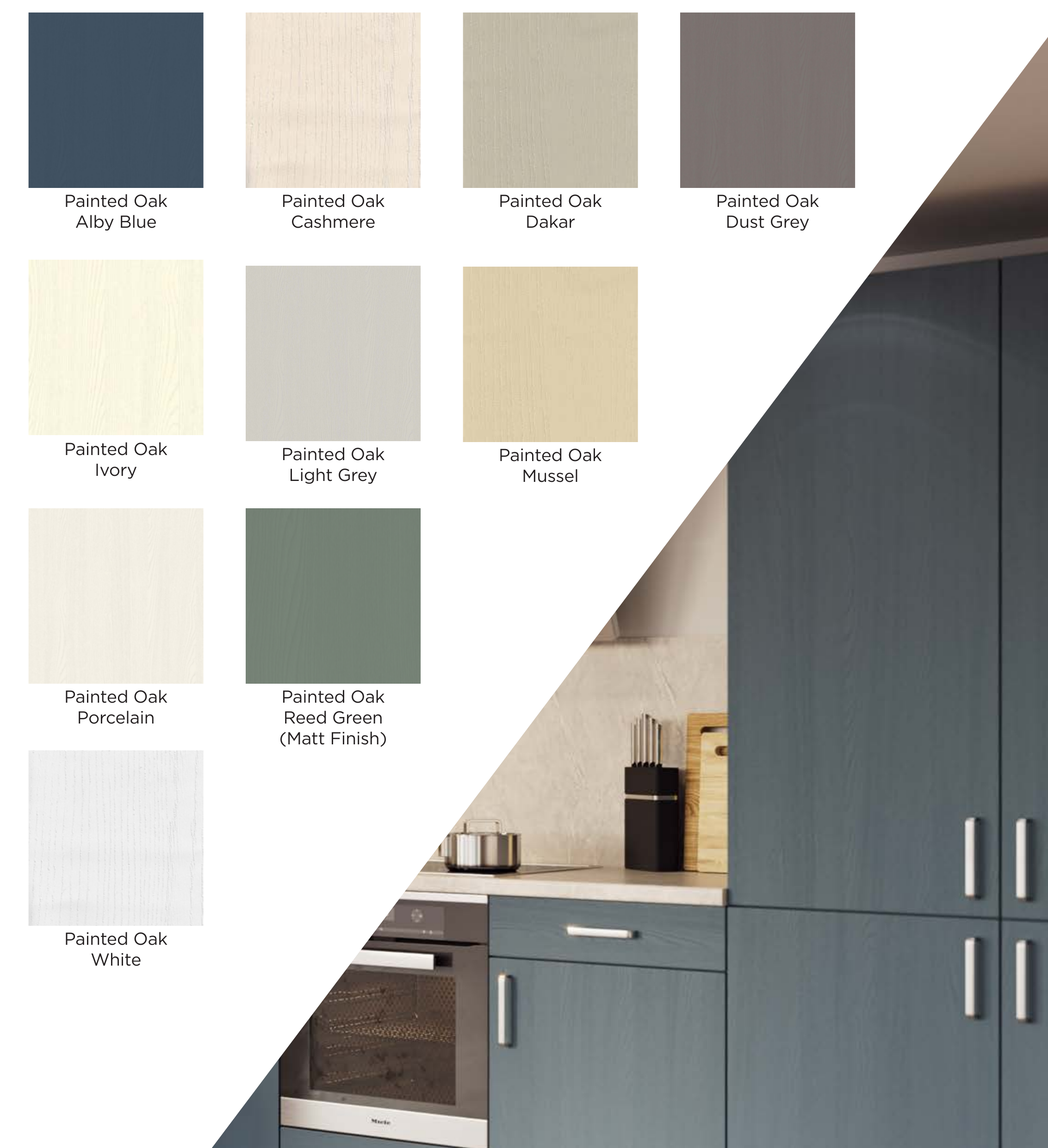 Room & Revive painted oak kitchen door finishes